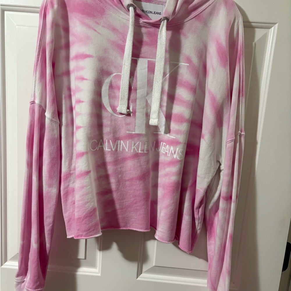 Calvin Klein Pink and White Hoodie